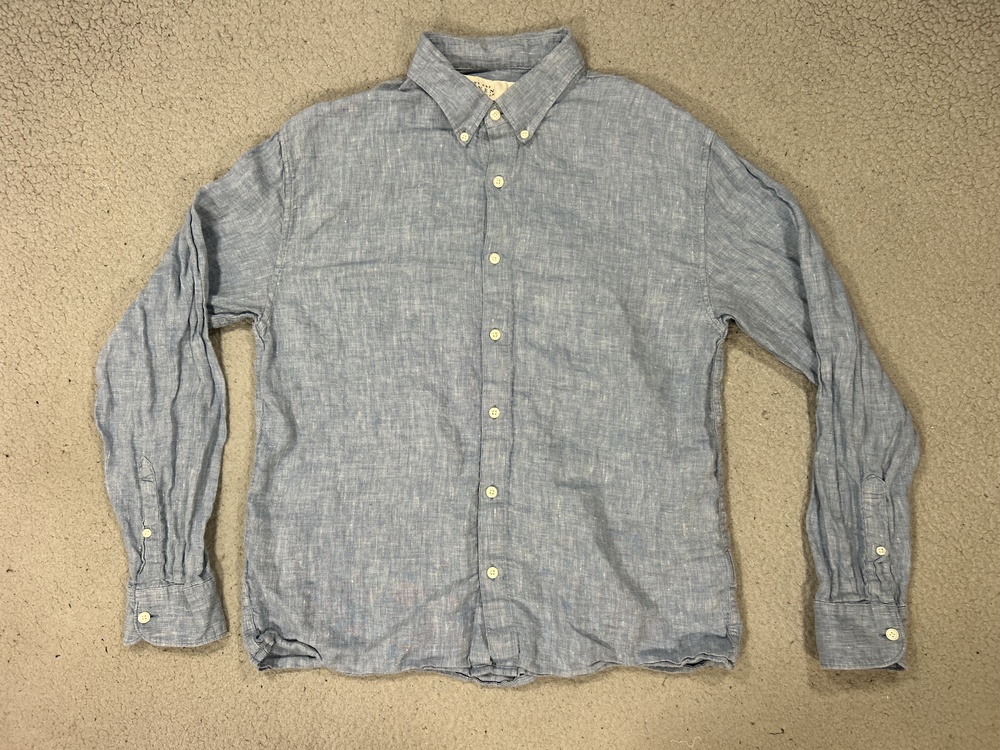 Abercrombie & Fitch Shirt Mens Medium Blue Linen Button Down Casual Long Sleeve